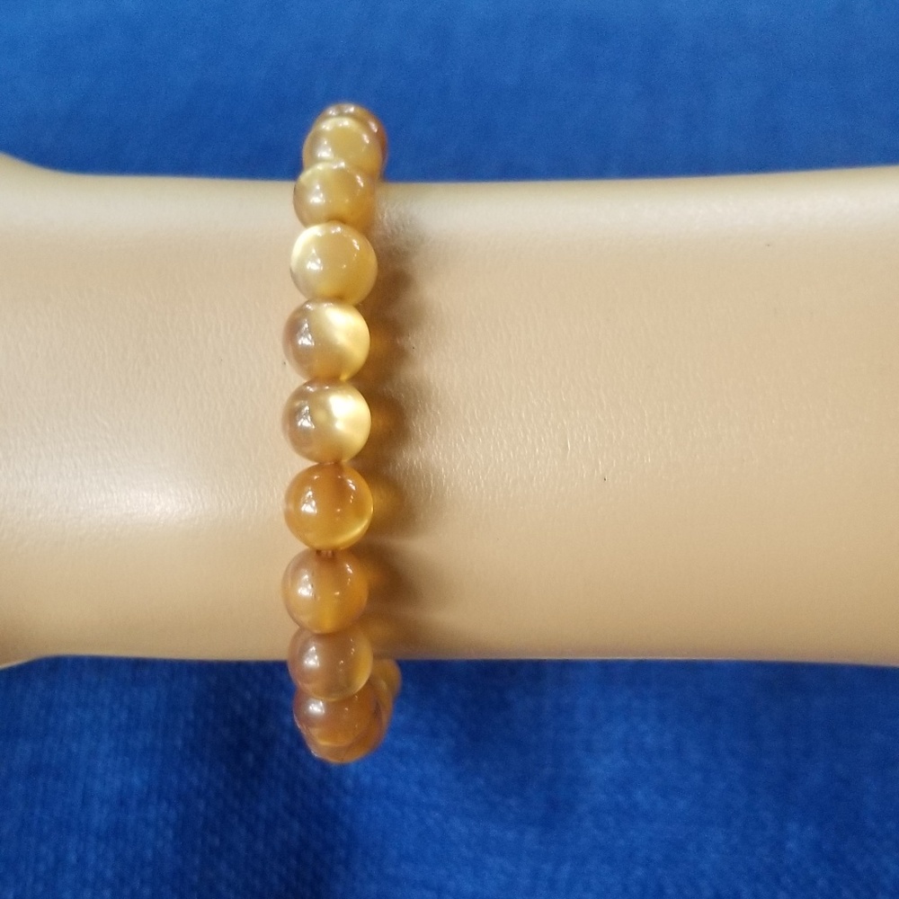 Yellow Moon glow Bead  Bracelet